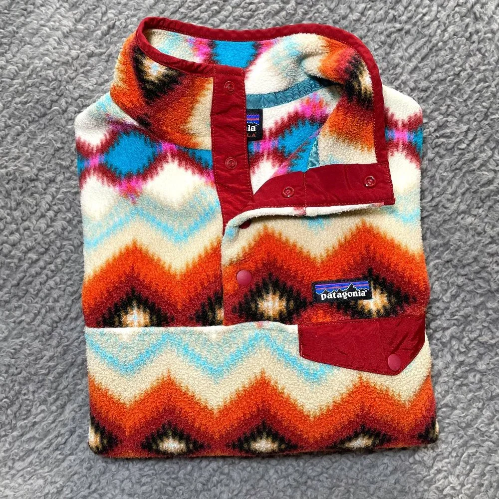 Patagonia Synchilla Lightweight Snap-T Pullover in HTF Timber Twist Cinder Red - Picture 3 of 6
